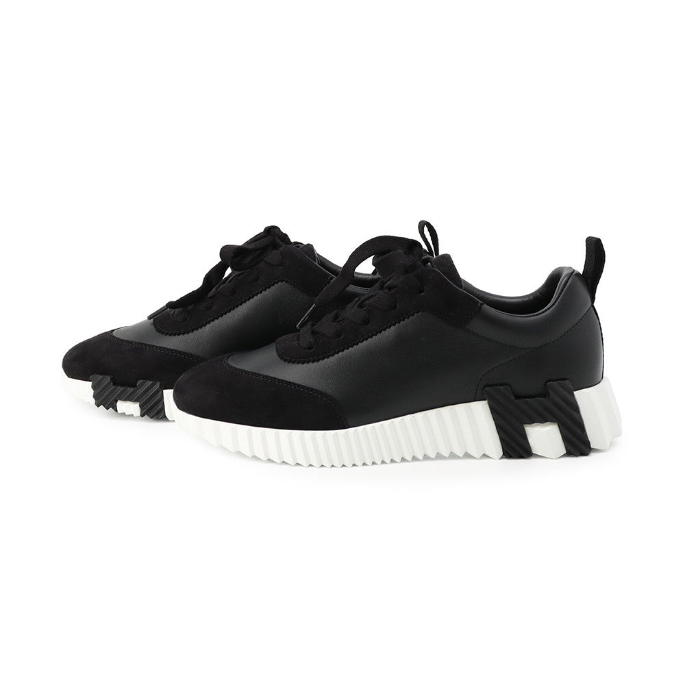 HERMES Bounce Sneakers Black/White Suede leather Size 37
