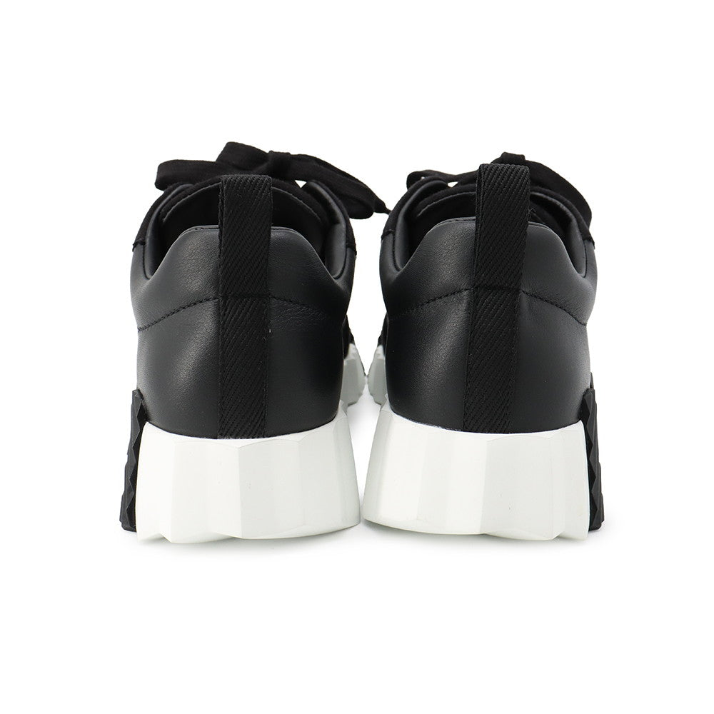 HERMES Bounce Sneakers Black/White Suede leather Size 37