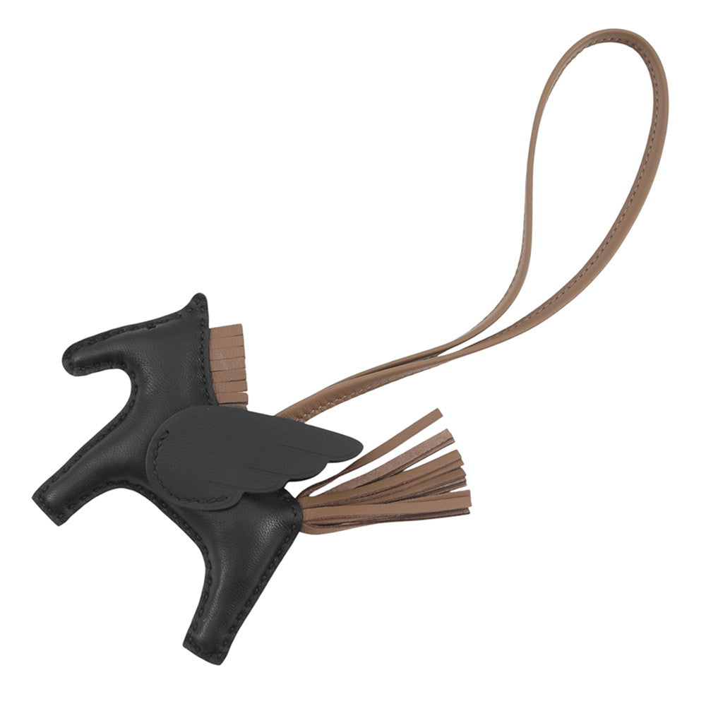 HERMES Rodeo Pegasus Black/Etoupe Lambskin Size PM