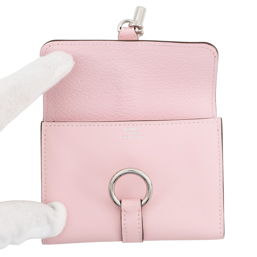 HERMES Glennan Compact Rose Sakura Swift Leather