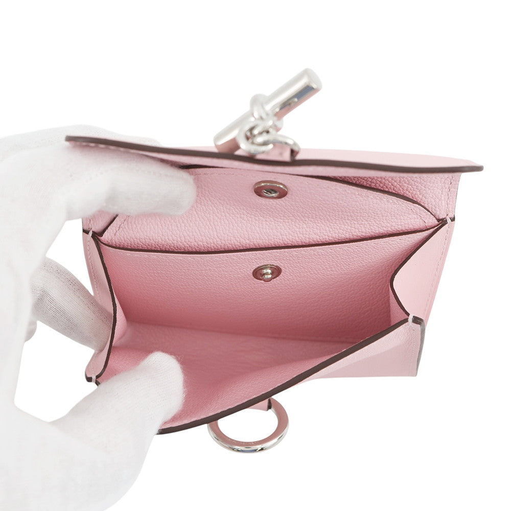 HERMES Glennan Compact Rose Sakura Swift Leather