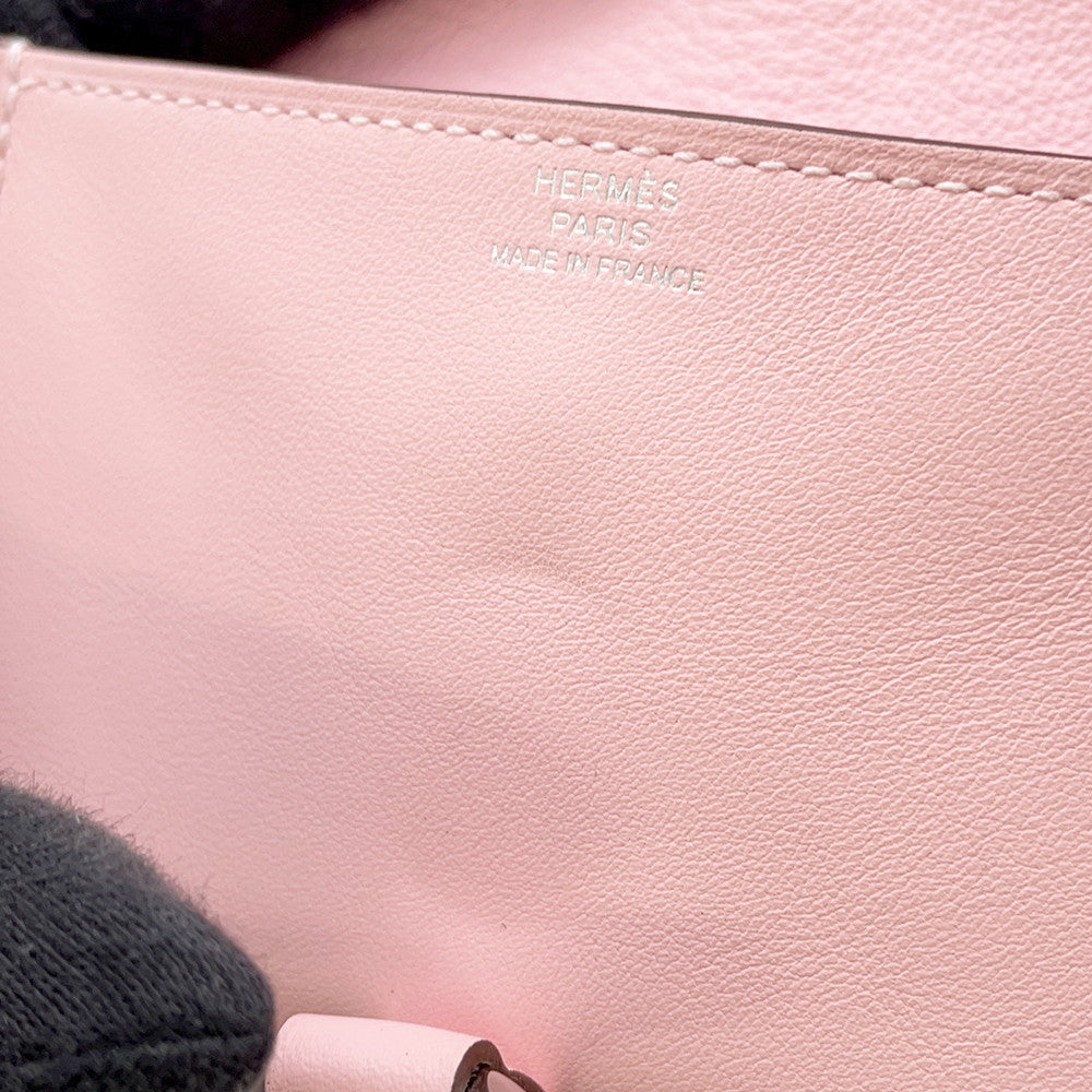 HERMES Glennan Compact Rose Sakura Swift Leather