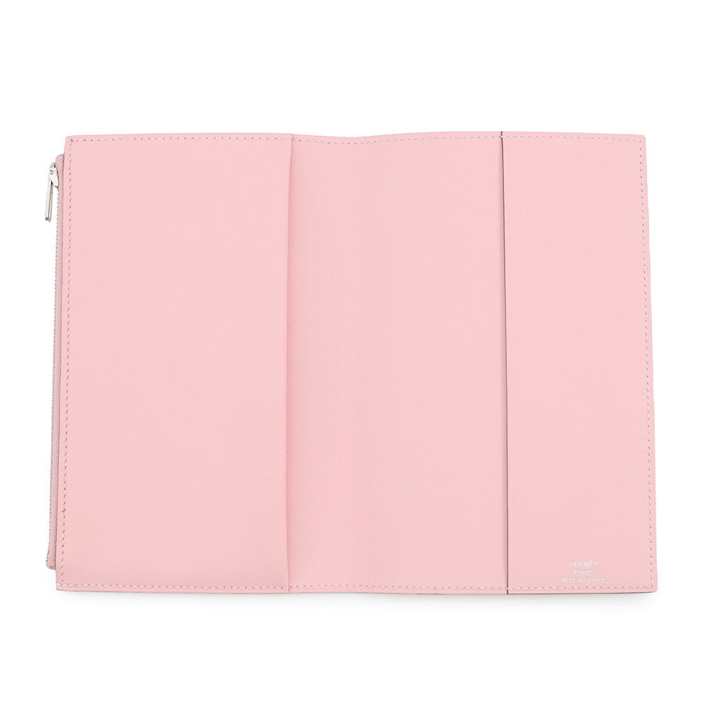 HERMES EA Zip Note Cover Rose Sakura Swift Leather