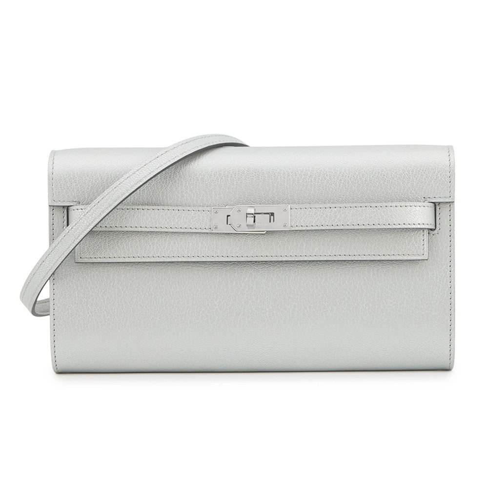 HERMES Kelly wallet long to go Argent Chevre Shamqila