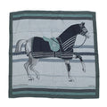 HERMES Carre H Cheval a la Couverture Horse Blanket Spiral Size 100 Ciel / Blue Marine / CeladonH104277T Cashmere70% Silk30%