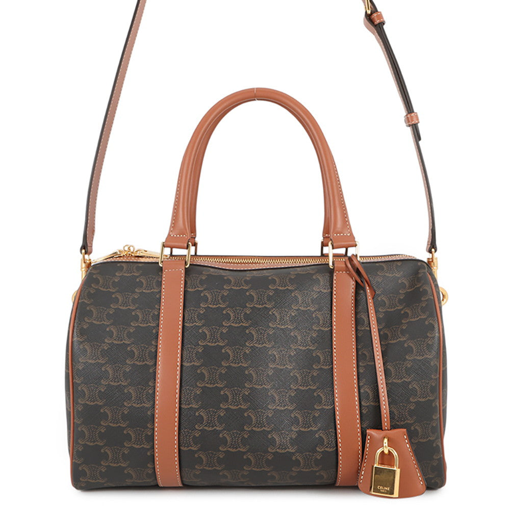 CELINE Triomphe Travel Bag Tan119572CAS.04LU PVC Leather Size Large