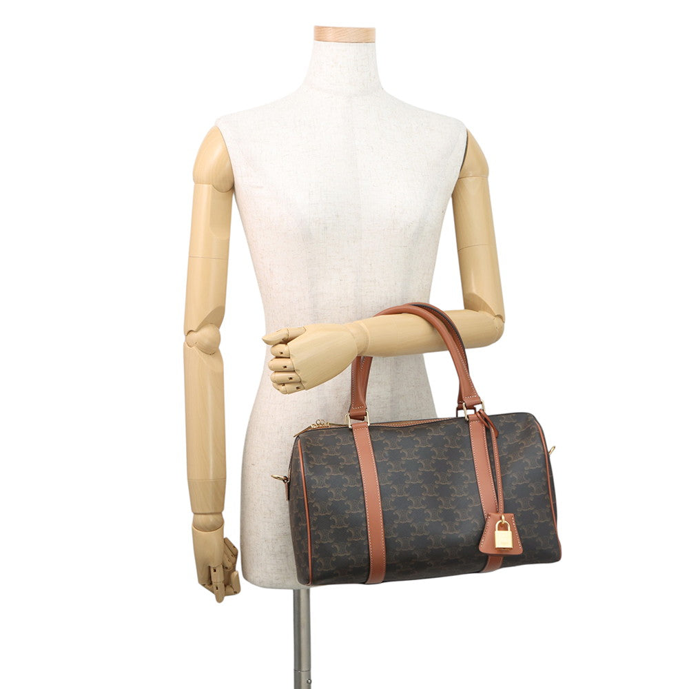 CELINE Triomphe Travel Bag Tan119572CAS.04LU PVC Leather Size Large