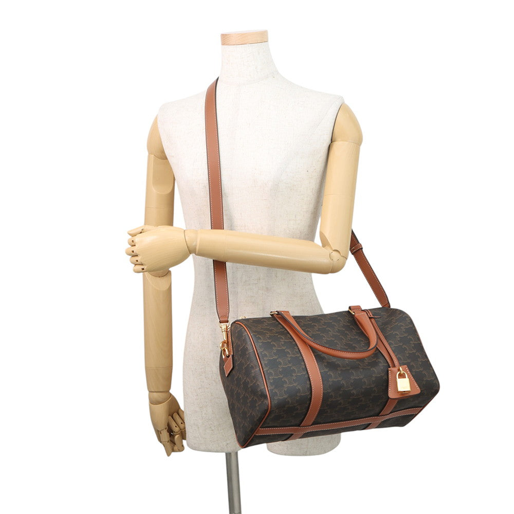CELINE Triomphe Travel Bag Tan119572CAS.04LU PVC Leather Size Large