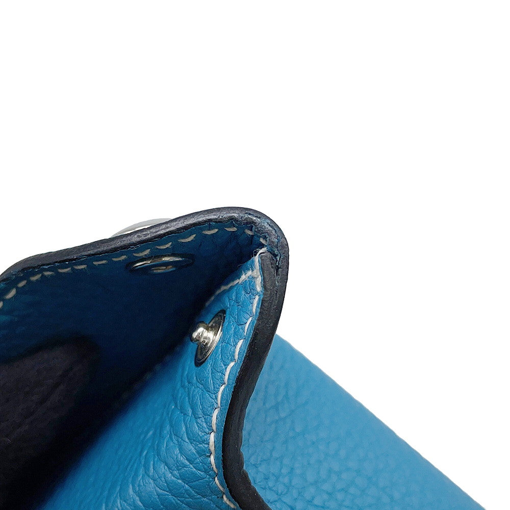 HERMES Videpoches Shoulder Bag New Blue Jean Togo Leather