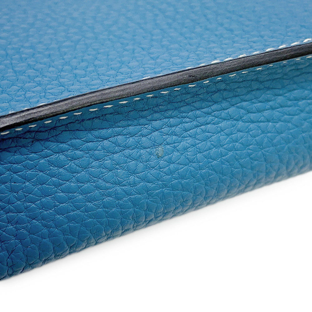 HERMES Videpoches Shoulder Bag New Blue Jean Togo Leather