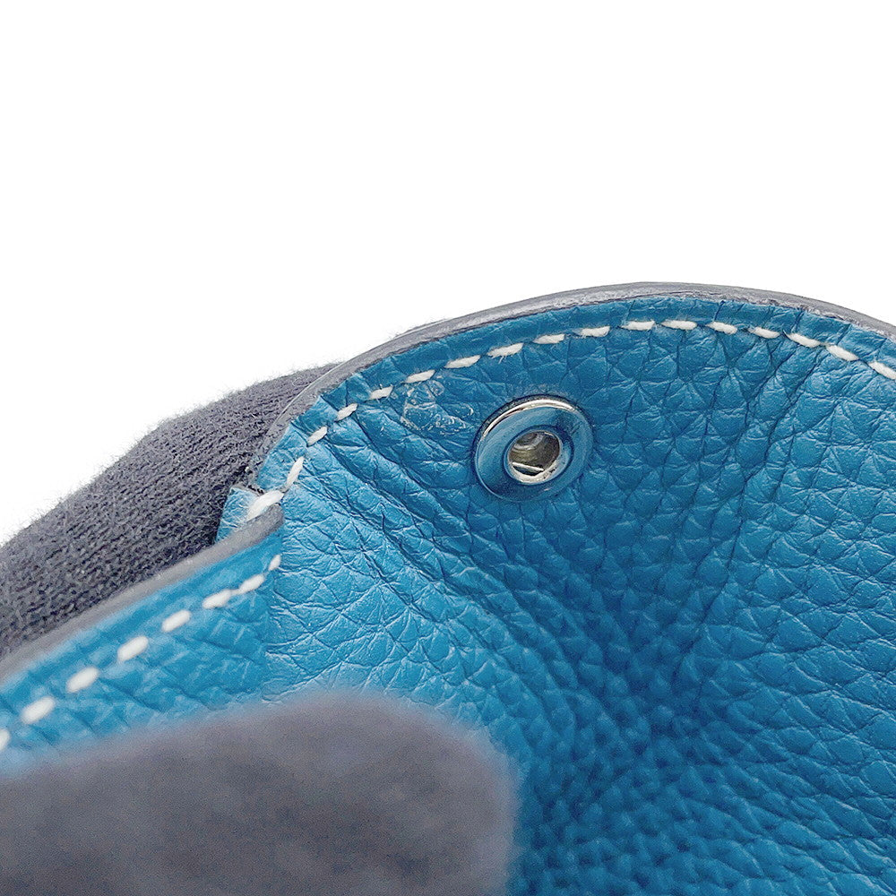 HERMES Videpoches Shoulder Bag New Blue Jean Togo Leather