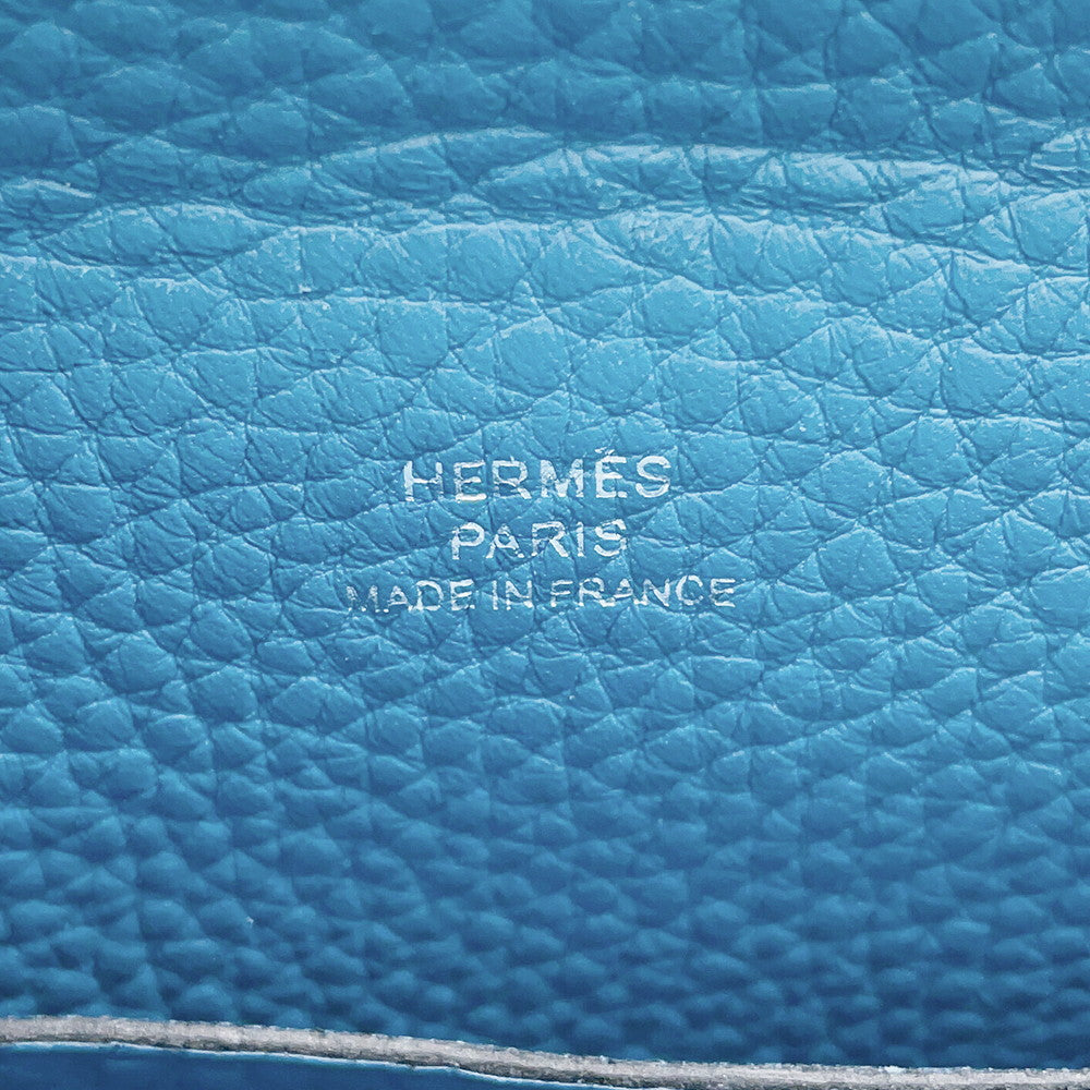 HERMES Videpoches Shoulder Bag New Blue Jean Togo Leather
