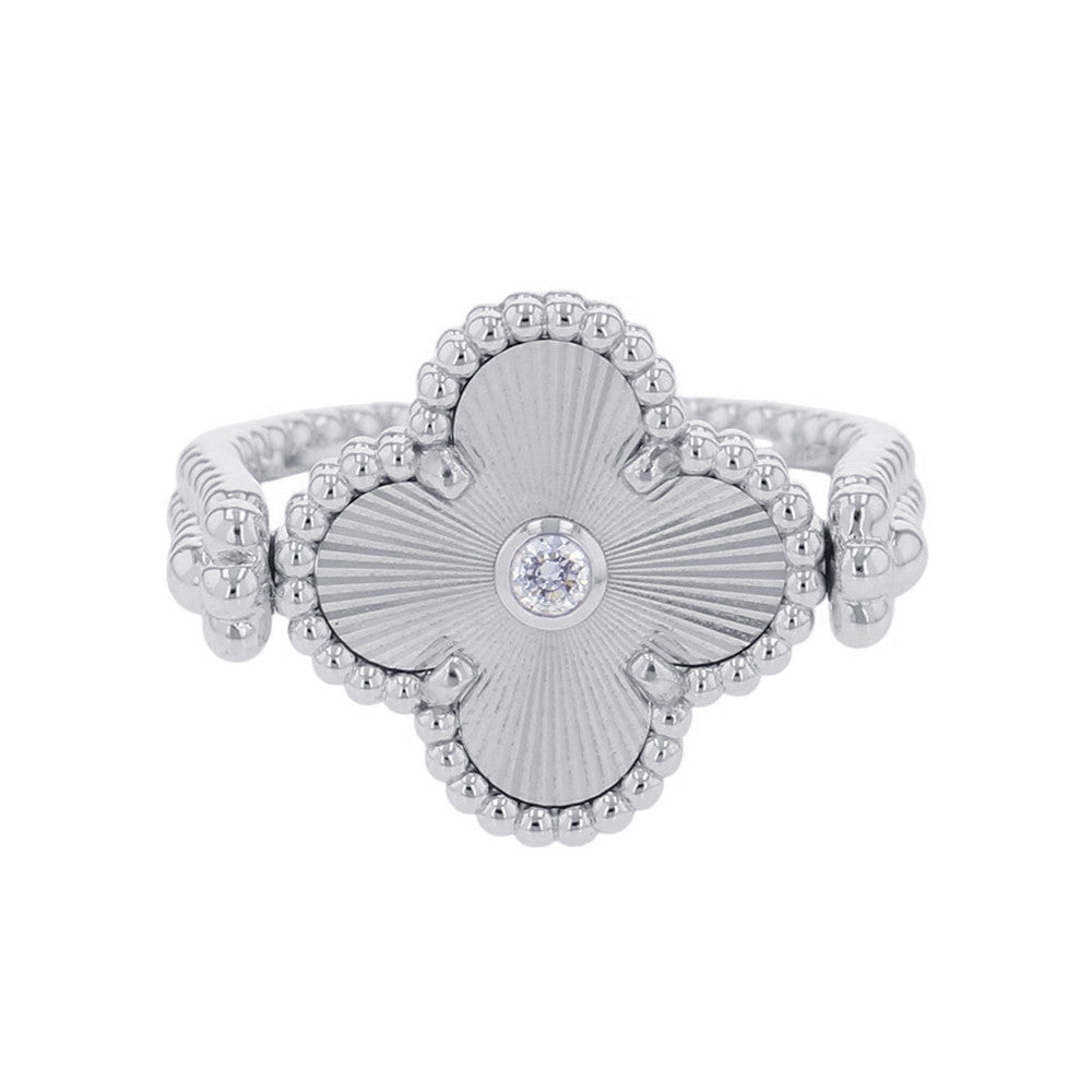 Van Cleef & Arpels Vintage Alhambra Reversible Ring Size 52/#12VCARPGV300 18K White Gold