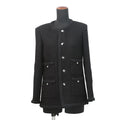 CHANEL CamelliaButton Collarless Jacket Size 34 BlackP75863 Tweed