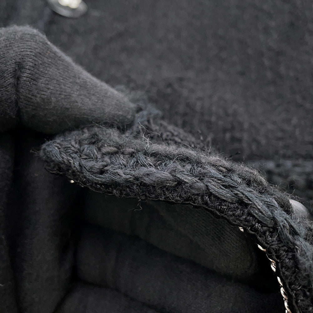 CHANEL CamelliaButton Collarless Jacket Size 34 BlackP75863 Tweed