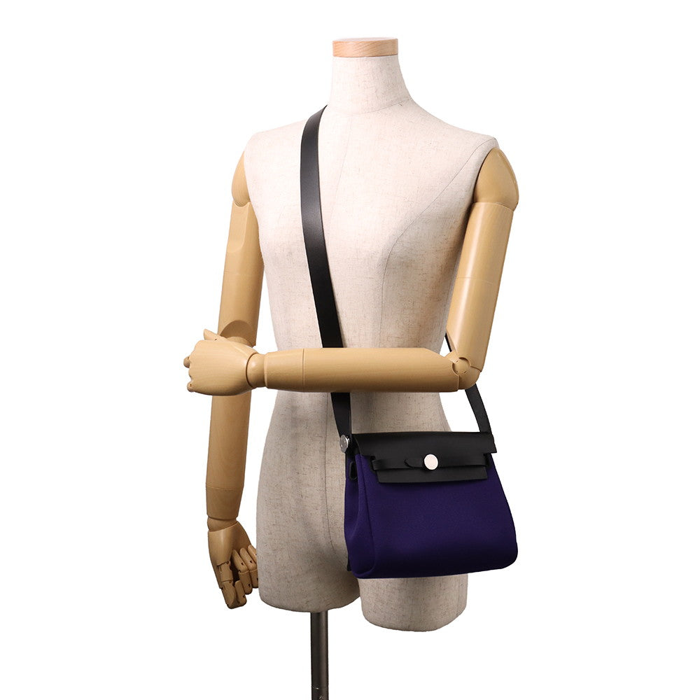 HERMES Herbag zip Purple/BlackH086430CK Toile H Vache Hunter Leather Size Mini