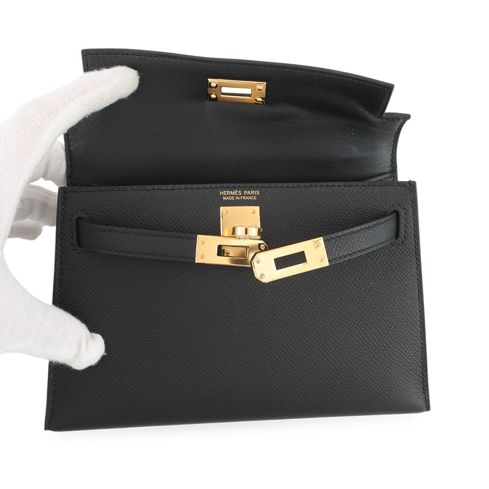HERMES Mini Kelly 2 Black Epsom