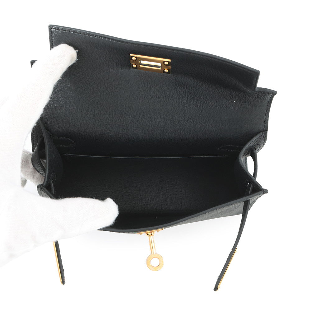 HERMES Mini Kelly 2 Black Epsom