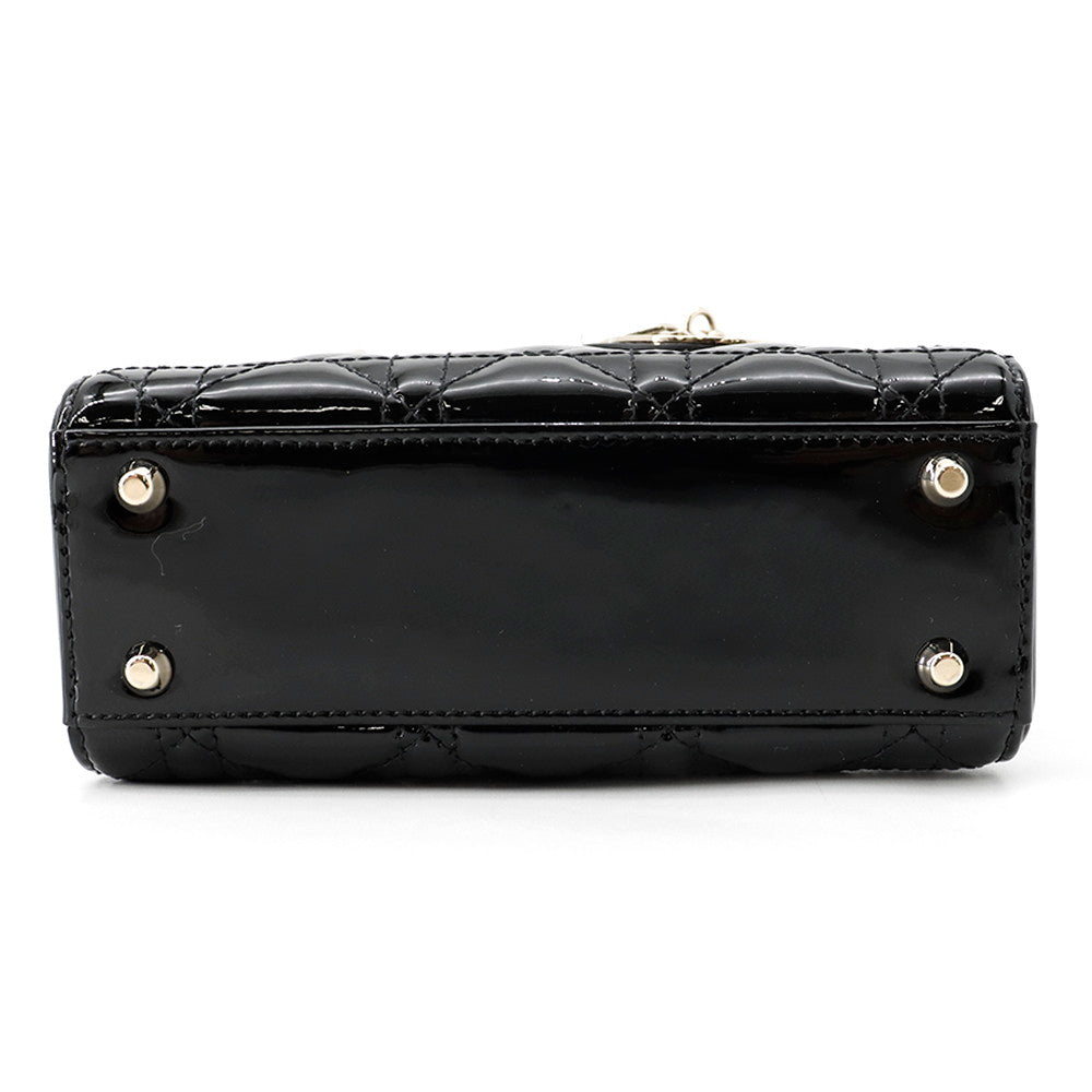 Dior Lady Dior Canage BlackM0505OWCB_M900 Patent Calf Leather Size Mini