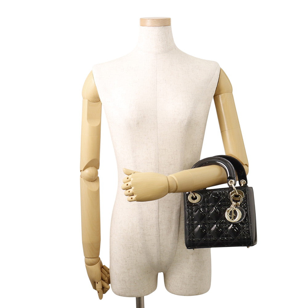 Dior Lady Dior Canage BlackM0505OWCB_M900 Patent Calf Leather Size Mini
