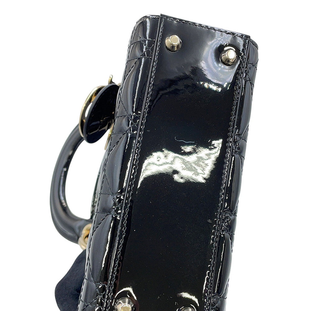 Dior Lady Dior Canage BlackM0505OWCB_M900 Patent Calf Leather Size Mini