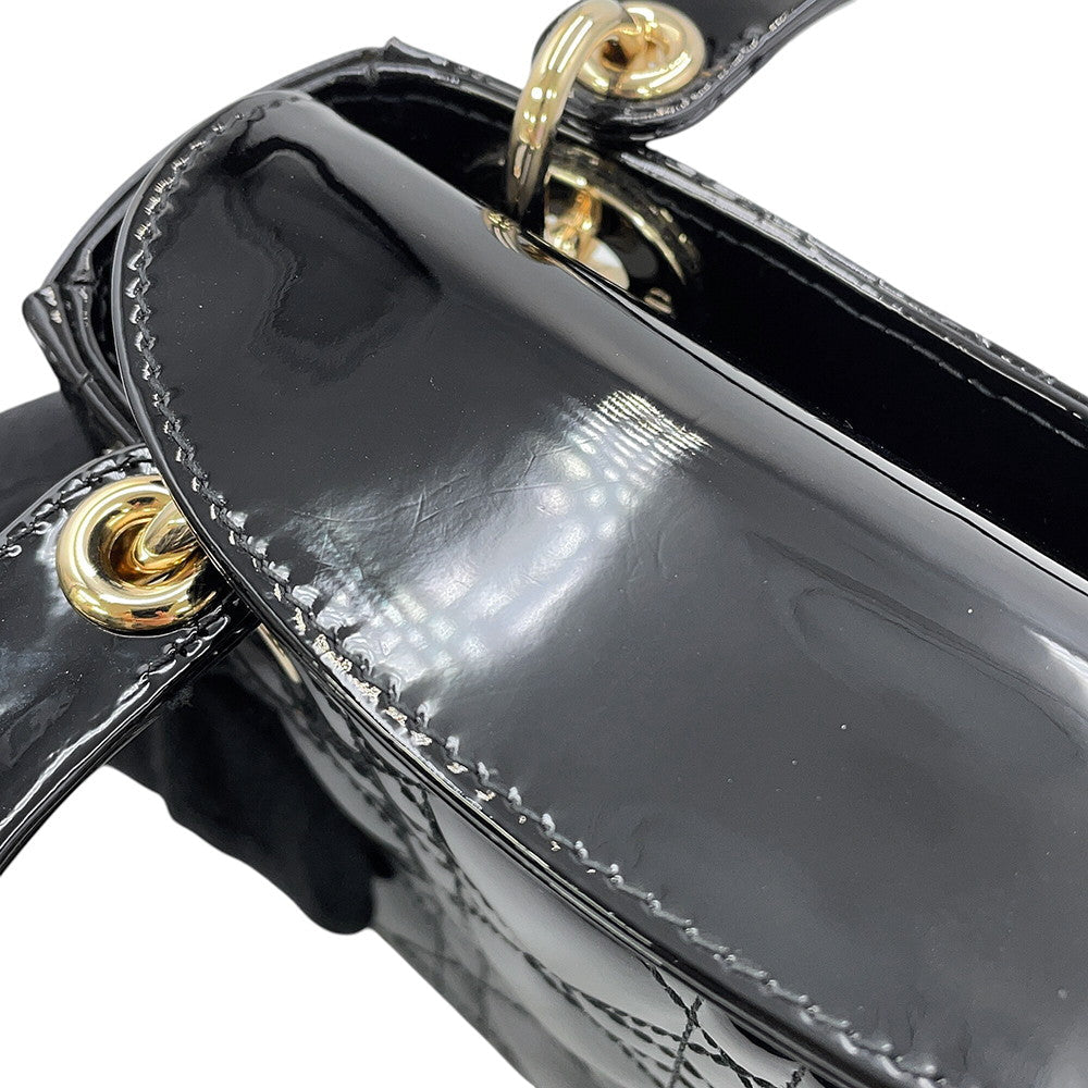 Dior Lady Dior Canage BlackM0505OWCB_M900 Patent Calf Leather Size Mini