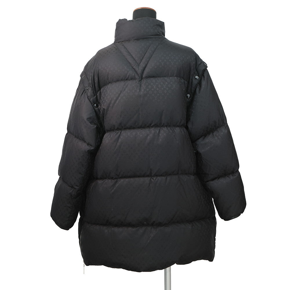 LOUIS VUITTON Monogram Down Jacket 2WAY Size 40 Noir Nylon100%