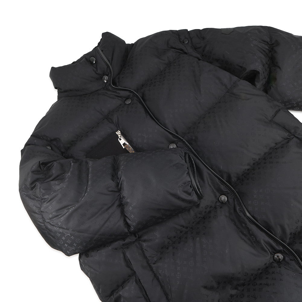 LOUIS VUITTON Monogram Down Jacket 2WAY Size 40 Noir Nylon100%