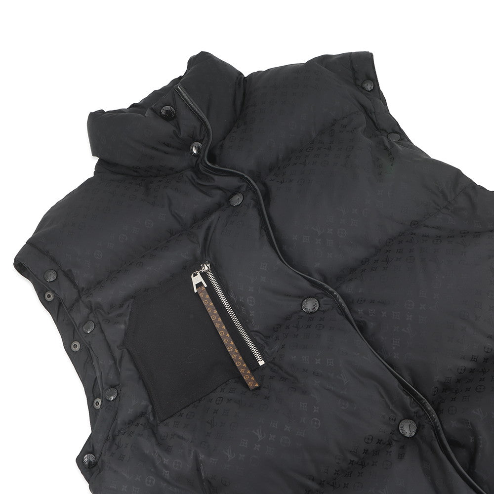 LOUIS VUITTON Monogram Down Jacket 2WAY Size 40 Noir Nylon100%