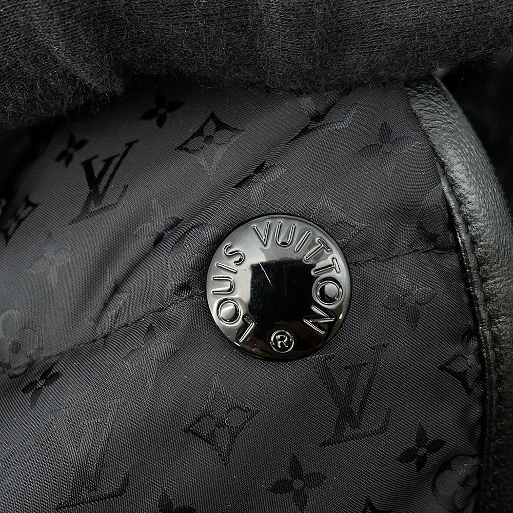 LOUIS VUITTON Monogram Down Jacket 2WAY Size 40 Noir Nylon100%
