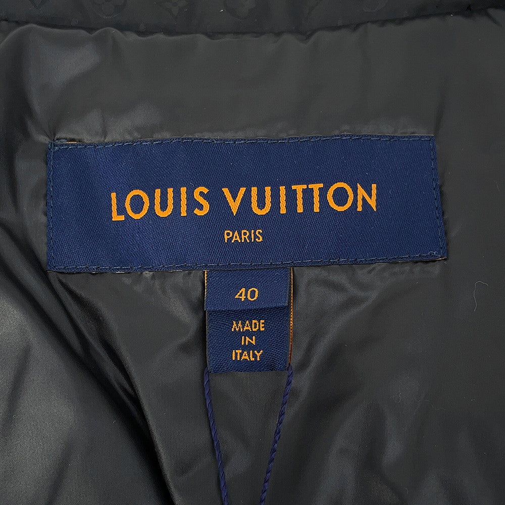 LOUIS VUITTON Monogram Down Jacket 2WAY Size 40 Noir Nylon100%