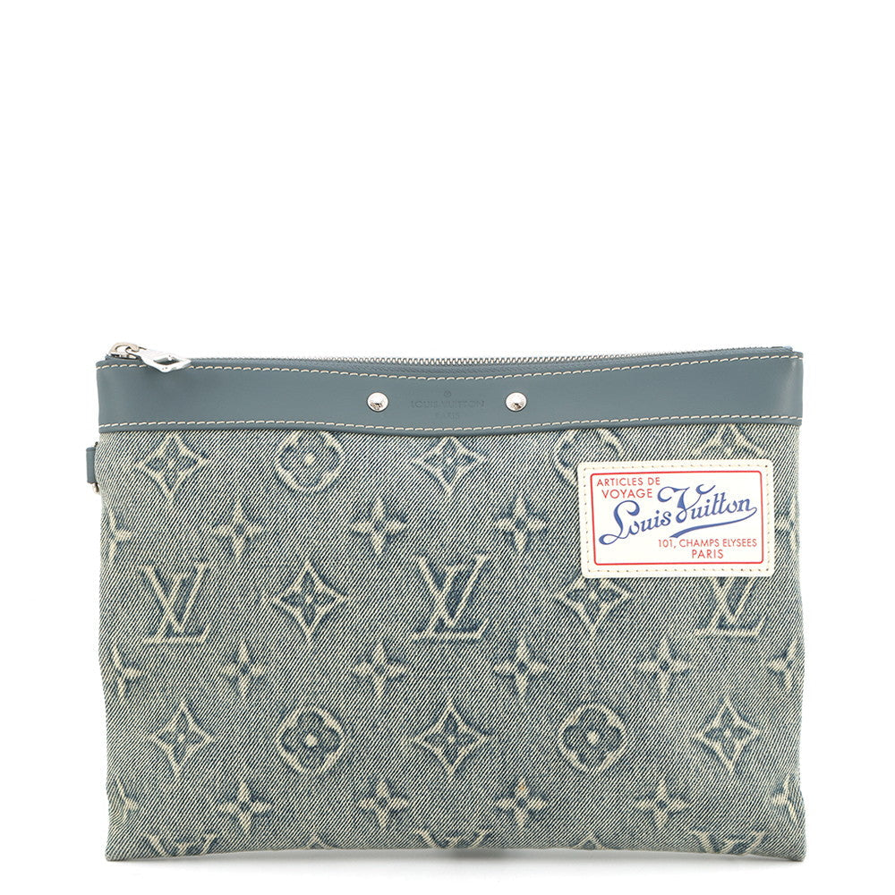 LOUIS VUITTON Pochette to Go BlueM82313 Monogram Washed Denim