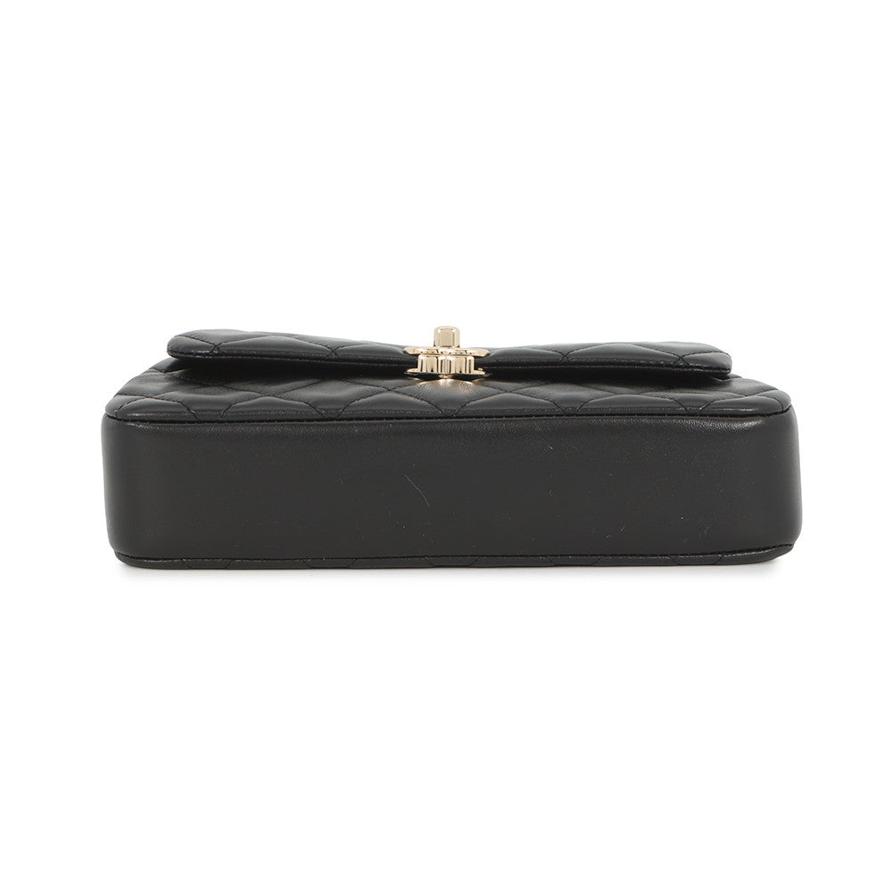 CHANEL Matelasse Mini Flap ChainShoulder Bag BlackAP4592 Lambskin Size Mini(7.5")