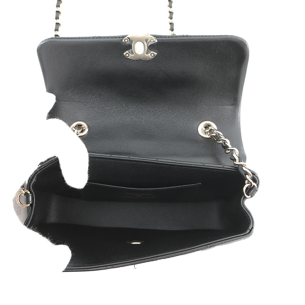 CHANEL Matelasse Mini Flap ChainShoulder Bag BlackAP4592 Lambskin Size Mini(7.5")