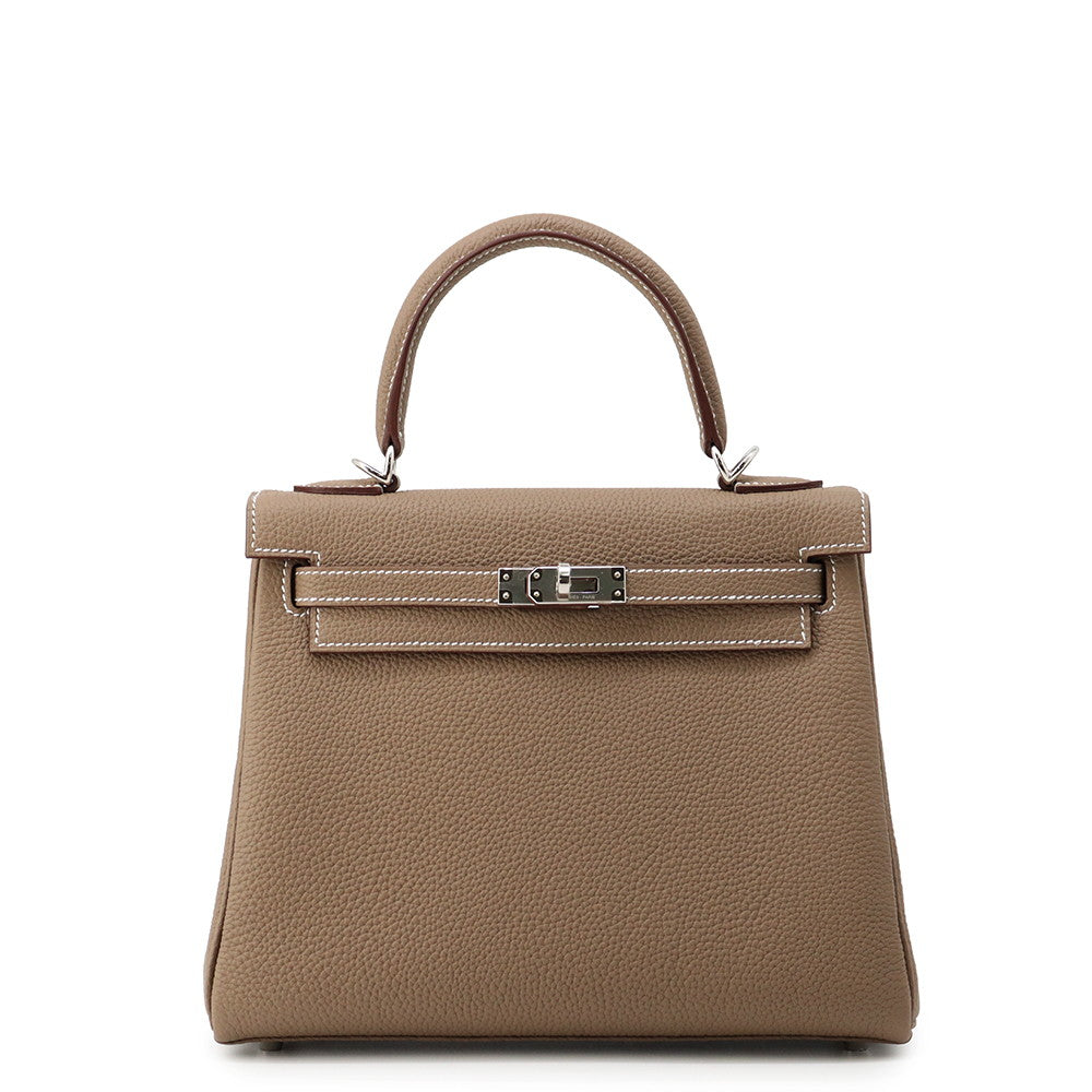 HERMES Kelly Retourne Etoupe Togo Leather Size 25
