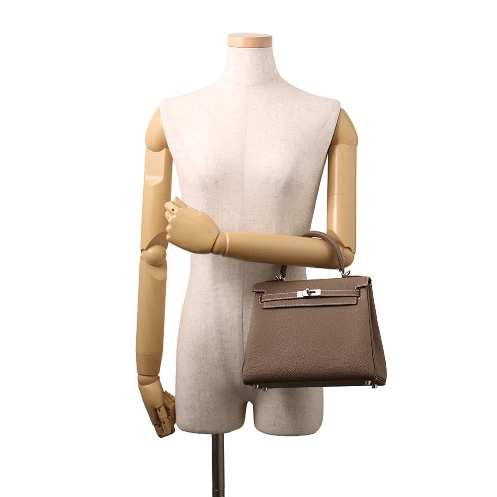 HERMES Kelly Retourne Etoupe Togo Leather Size 25