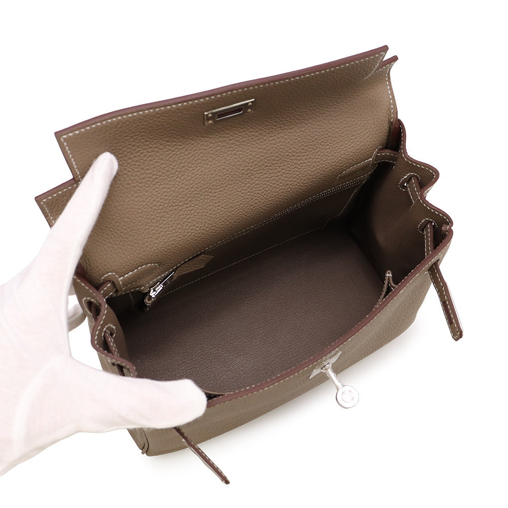 HERMES Kelly Retourne Etoupe Togo Leather Size 25