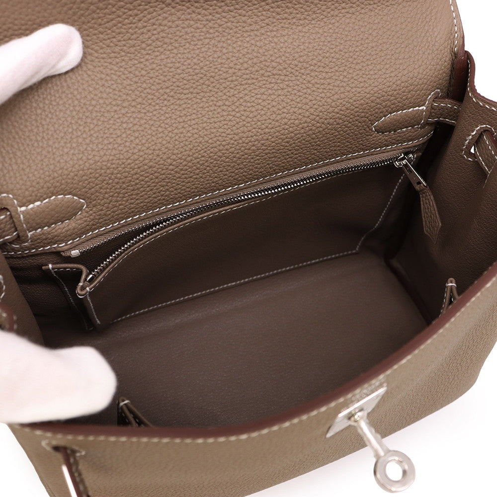 HERMES Kelly Retourne Etoupe Togo Leather Size 25