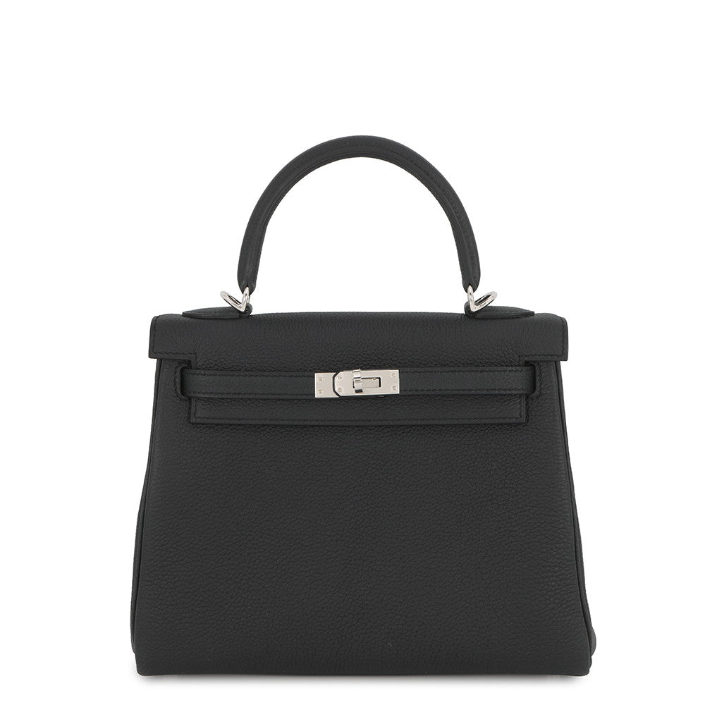 HERMES Kelly Retourne Black Togo Leather Size 25