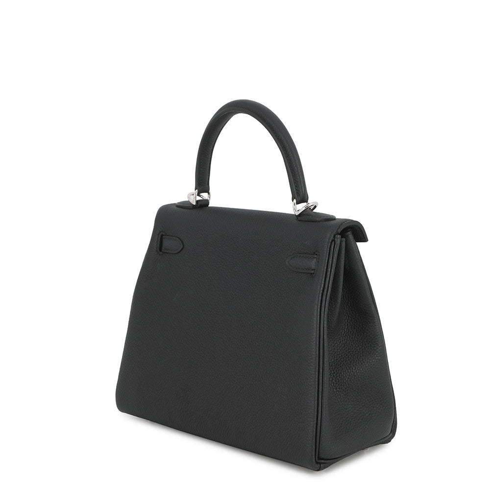 HERMES Kelly Retourne Black Togo Leather Size 25