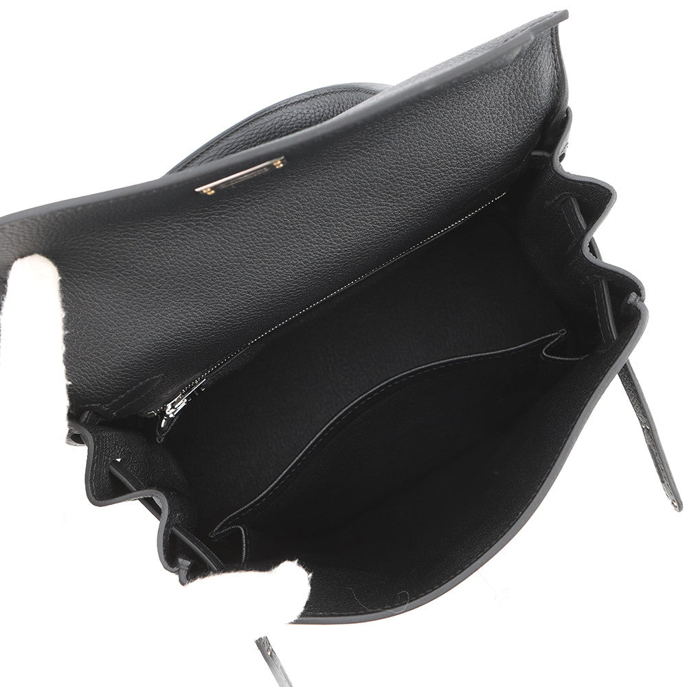 HERMES Kelly Retourne Black Togo Leather Size 25
