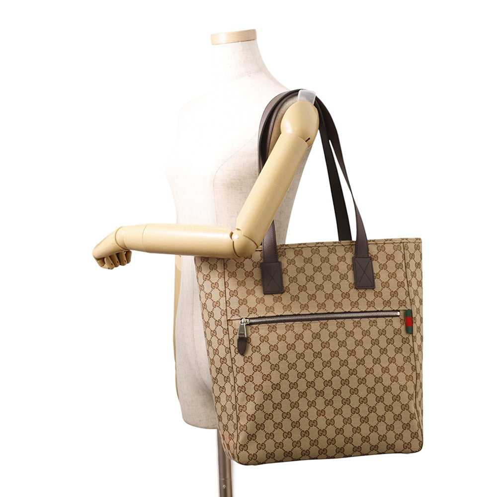 GUCCI GG CanvasTote Bag Beige/Brown834796 GG Canvas Leather