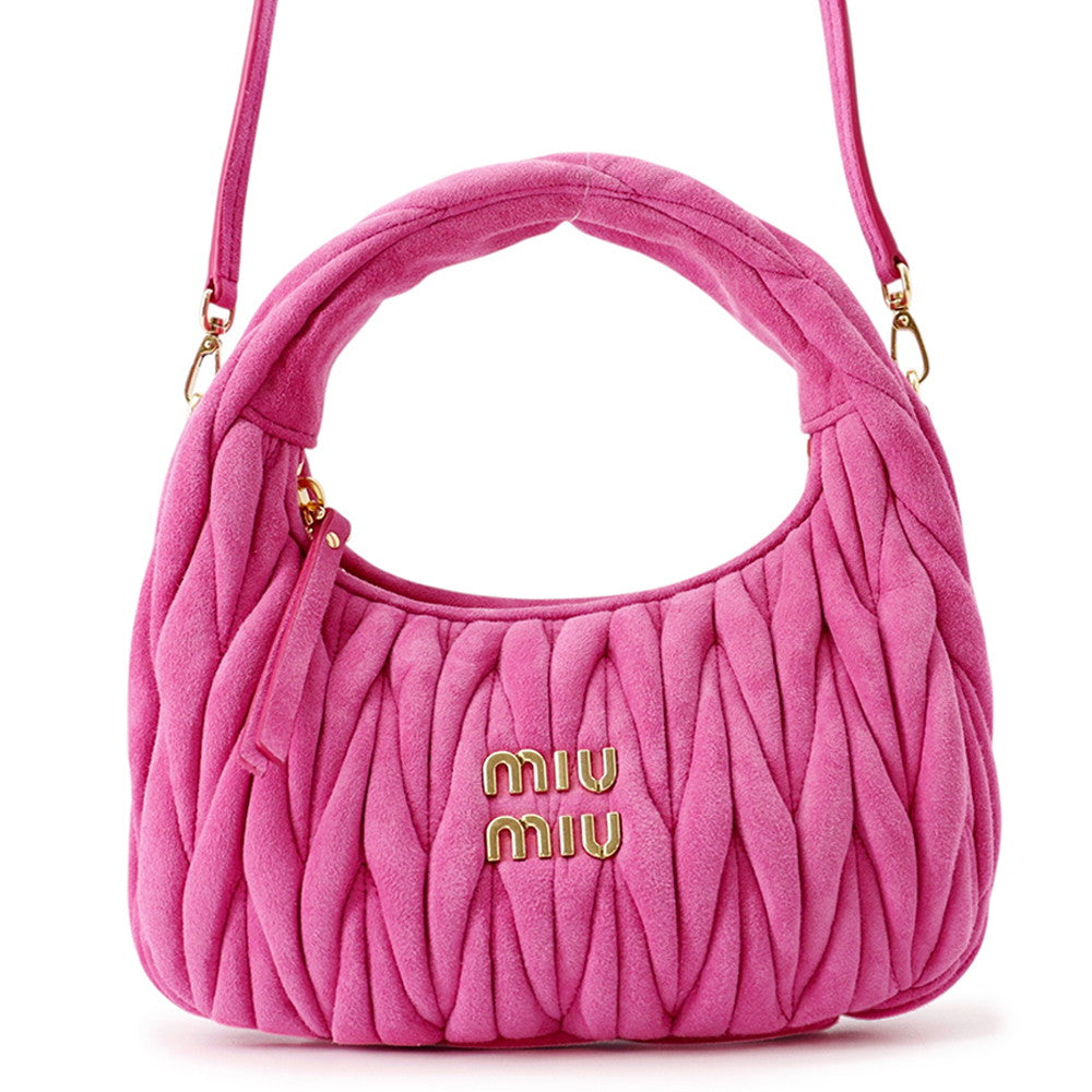 MIUMIU Wonder Hobo Bag Pink5BC125 suede