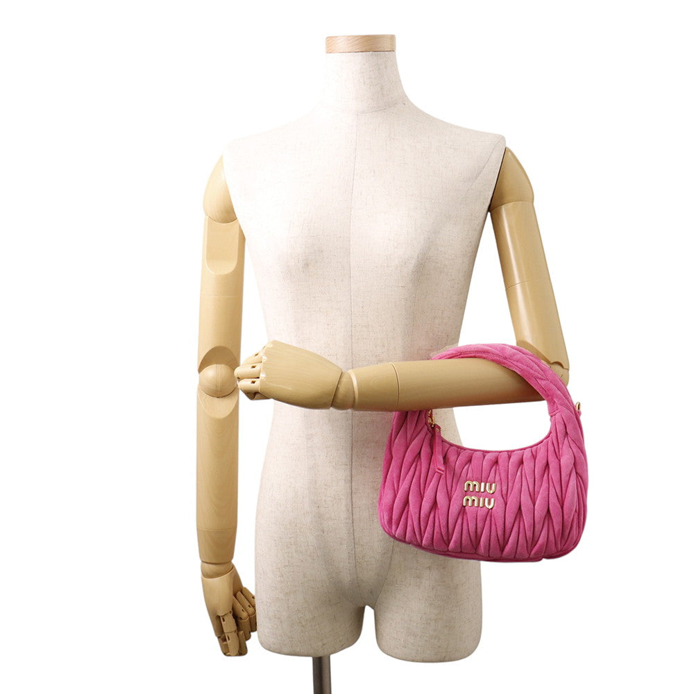 MIUMIU Wonder Hobo Bag Pink5BC125 suede
