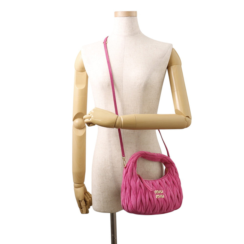 MIUMIU Wonder Hobo Bag Pink5BC125 suede