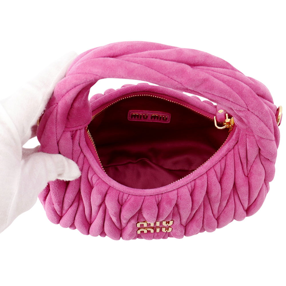MIUMIU Wonder Hobo Bag Pink5BC125 suede