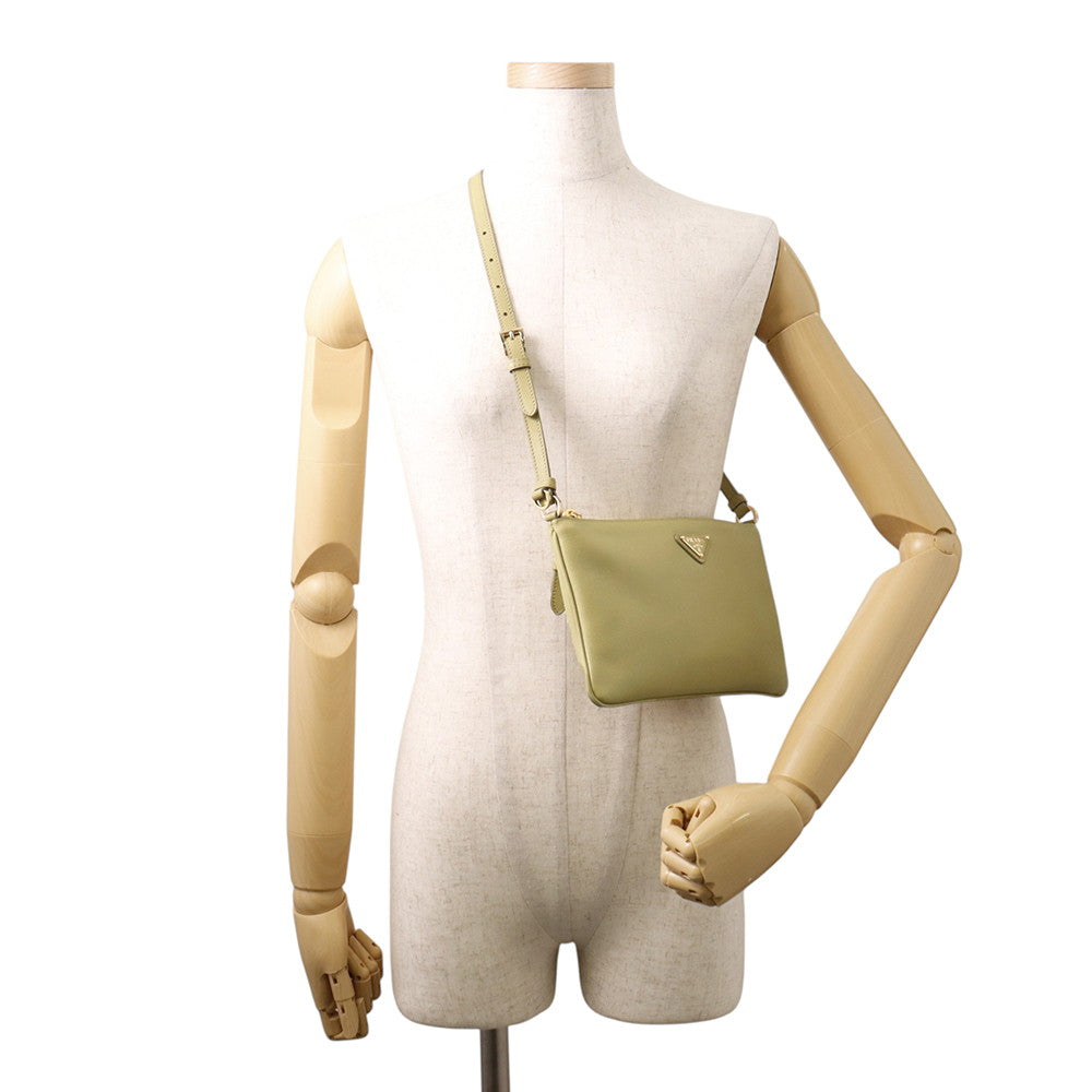 PRADA One Shoulder Bag Green1BC238 Leather