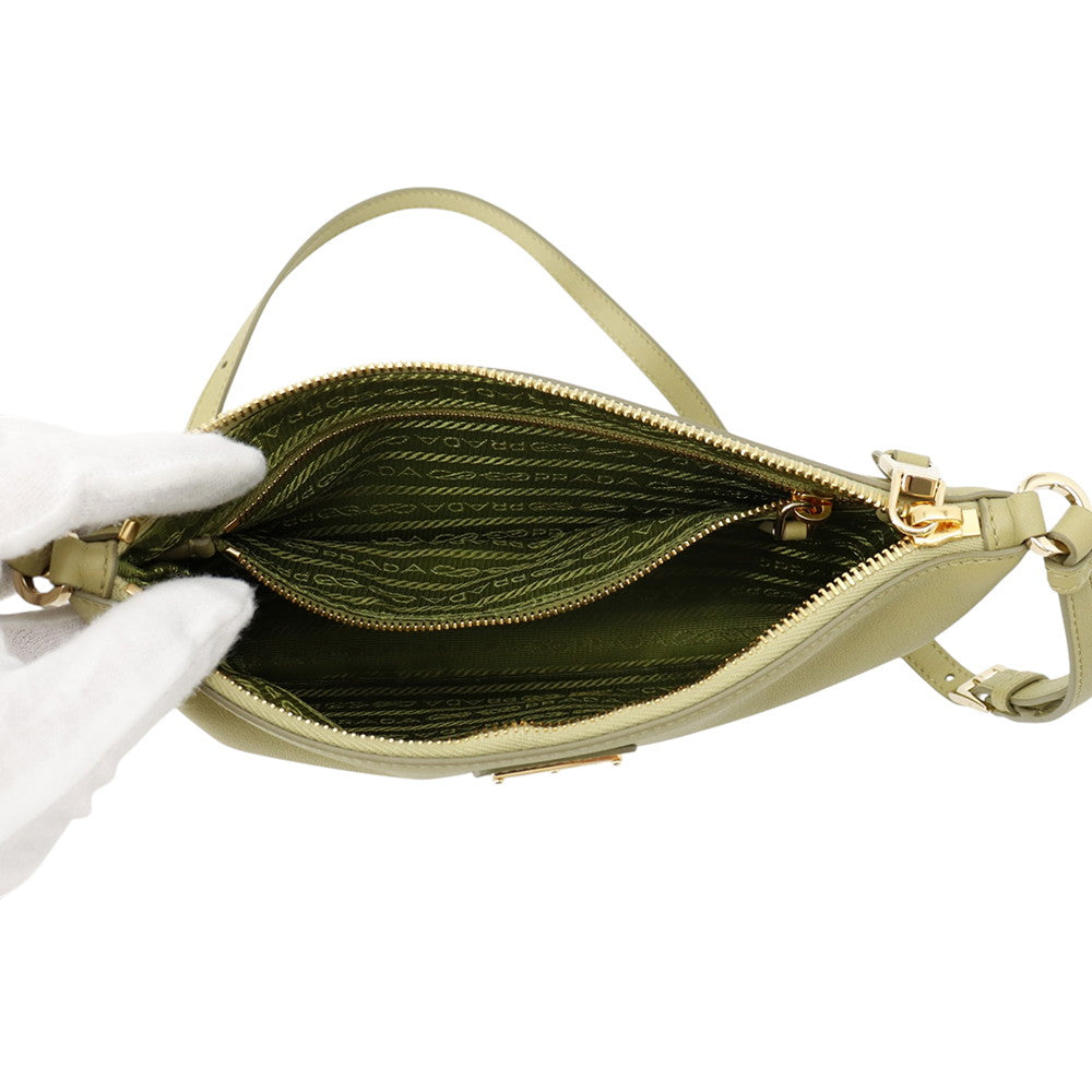 PRADA One Shoulder Bag Green1BC238 Leather