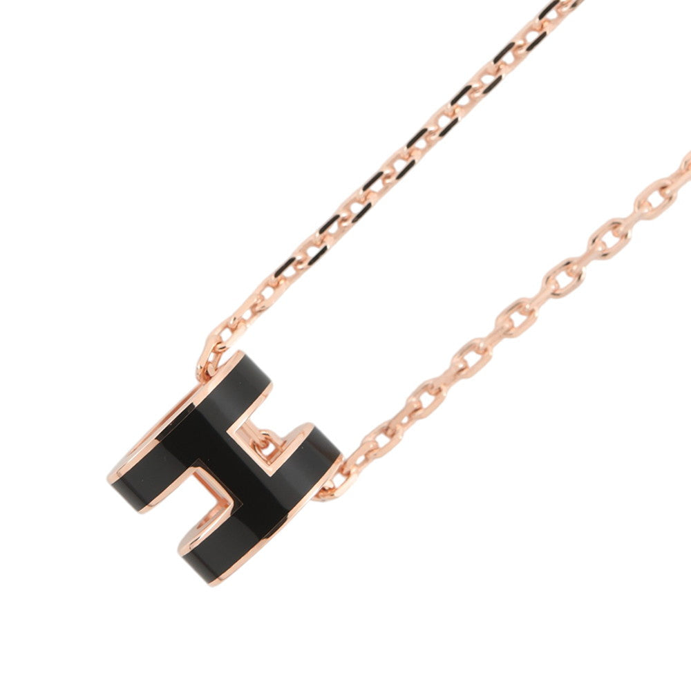 HERMES Pop Ash Necklace Size Mini Black Gold Plated Lacquer