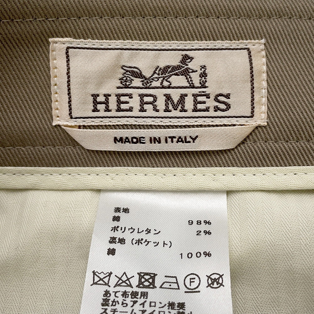 HERMES Pants Saint Germain Size 42 Beige Cotton98% Polyurethane2%